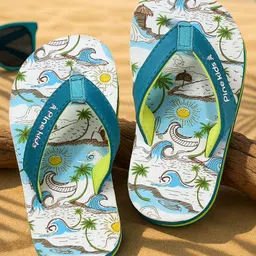 Pine Kids Slip On Flip Flops with Beach Theme Print - Blue-picture-20