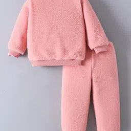 Mark & Mia Full Sleeves Winter Wear Suit Set with Teddy Applique - Pink image 2