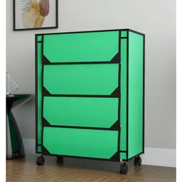 Fabura 4 Layers Shoe Rack With Wheels In Green Color image 2