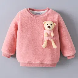 Mark & Mia Full Sleeves Winter Wear Suit Set with Teddy Applique - Pink image 3