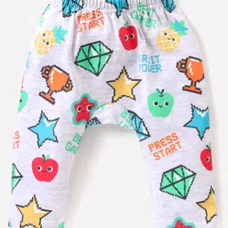 Babyhug Interlock Full Length Diaper Leggings Printed & Striped Pack of 3 - Multicolour image 4