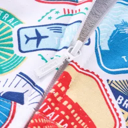 Babyhug Cotton Knit Full Sleeves Front Open Hooded Sweatjacket With Kangaroo Print - White image 4