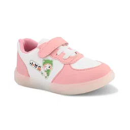 Steprite Colour Blocked Velcro Closure Girl With Cat Printed Sneakers - Pink image 5