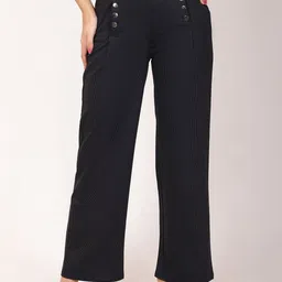 FUTURO Women Striped Relaxed Mid-Waist Pleated Wide-Leg Trousers-image-6