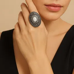 Haute Handles Silver-Plated Stones Studded Finger Ring-picture-22