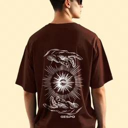 AUSK Graphic Printed Round Neck Drop Shoulder Sleeves Oversized Pure Cotton T-shirt-picture-45