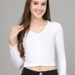 GRACIT Women Ribbed V-Neck Cotton Fitted Crop Top-picture-28