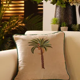 Pure Home and Living Beige & Green Ethnic Motifs Velvet Square Cushion Covers-image-19