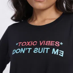 glitchez Typography Embroidered Front Knot T-shirt image 4