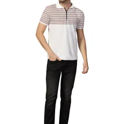 BEYOU FASHION Men Striped Polo Collar T-shirt image 5