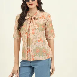 JDS LIFESTYLE Floral Printed Shirt Style Top-image-22