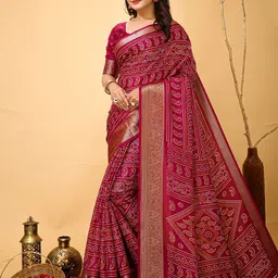 HERE&NOW Ethnic Motifs Zari Art Silk Banarasi Saree image 2