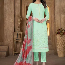 SAINOOR Floral Embroidered Silk Georgette Semi-Stitched Dress Material-picture-19