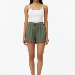 GLAM & CHIQUE Women Mid-Rise Linen Regular Shorts-picture-34