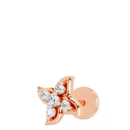 Sparkles Women 14KT Gold Nose Pin With 0.04 Carat Round Petal Lab Grown Diamonds- 0.48 g image 3