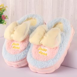 Oh! Pair Slip On Winter Shoes with Bow Applique - Blue-picture-6