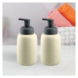 Kookee Ceramic Soap Dispenser liquid handwash pump for Bathroom, Set of 2, Off White (11007)-400 ml-picture-7