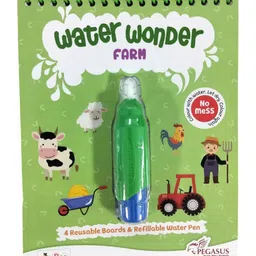 pegasus Reusable Magic Water Coloring Book For Kids, Mess-Free Art with Quick Dry Technology (Farm Theme | 4 Reusable Coloring & Activity Boards | 1 Refillable Water Pen)-picture-20