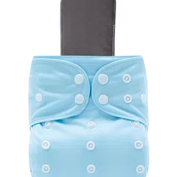 AEREX Reusable Baby 1 Cloth Diapers For 6 Months to 3 Years With 1 Black Insert Pad Leak Proof Washable Diapers For New Born Babies Adjustable Pocket Cloth Diaper Nappies (Light Blue) image 1