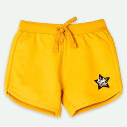 Ariel Cotton Knit Little Star Text Patch Detailed Shorts - Yellow-picture-27