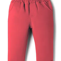 Ollypop Textile Knit Full Length Solid Color Trouser - Red-picture-18