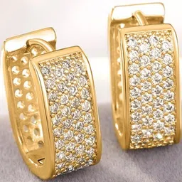 AKISON JEWELS Women Geometric Gold-Plated Crystal-Embellished Ethnic Stud Earrings image 3