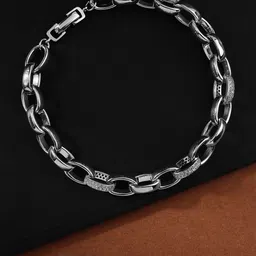 DIAVO Men Sterling Silver Rhodium-Plated Link Bracelet-picture-58