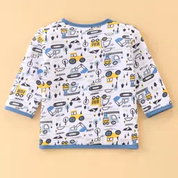 OHMS Cotton Jersey Full Sleeves Trucks Printed Vest - White & Blue image 2