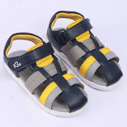 Babyoye Sandals With Velcro Closure- Navy Blue & Grey image 2
