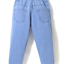 Babyhug Denim Full Length Washed Stretchable Jeans Solid Color - Blue image 2