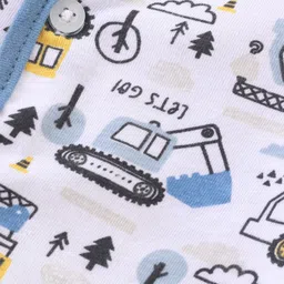 OHMS Cotton Jersey Full Sleeves Trucks Printed Vest - White & Blue image 3