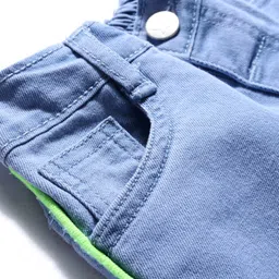 Babyhug Denim Full Length Washed Stretchable Jeans Solid Color - Blue image 3