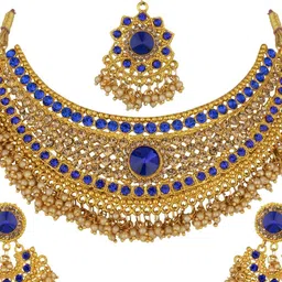 Women Click Stones Studded & Beaded Jewellery Set image 1