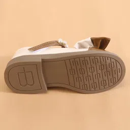 Oh! Pair Slip On Ballerina with Bow Applique & Velcro Closure - Brown image 5