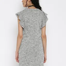 Miss Chase Women Grey Self-Design A-Line Dress image 3