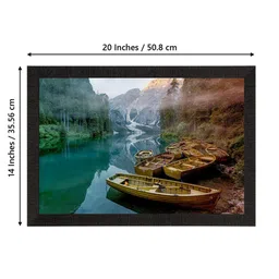eCraftIndia Green & Brown Splendid River Between Mountains View Satin Matte Texture UV Wall Painting image 4