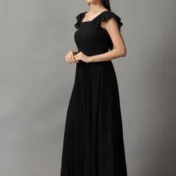 SHOWOFFFF Flutter Sleeve Ruffled Georgette Maxi Dress image 2