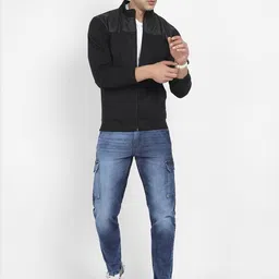 Campus Sutra Men Colourblocked Lightweight Biker Jacket with Patchwork-picture-42