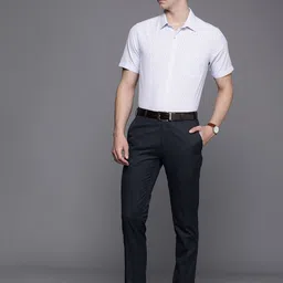 Raymond Men Textured Slim Fit Formal Trousers image 4