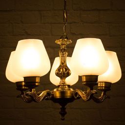 Fos Lighting Gold-Toned & White Antique Finish Chandelier-picture-3