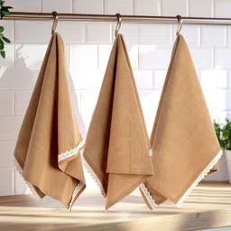 fingercraft 6Pcs White & Brown Pure Cotton Kitchen Towels image 5
