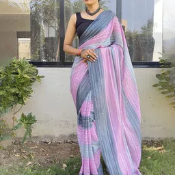 KAYOMMI Striped Pure Chiffon Ready to Wear Saree-picture-22