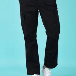 LIMEROAD Men Solid Regular Fit Mid-Rise Cargos Trousers-picture-32