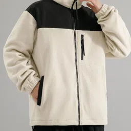 Mast & Harbour Men Geometric Colourblocked Polyester Longline Sporty Jacket with Patchwork image 4