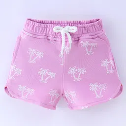 Little Kangaroos 100% Cotton Woven Shorts With Palm Tree Print - Purple-image-30