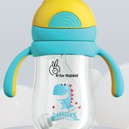 R for Rabbit Tritan  Straw Sipper Bottle with Dino Print  Yellow & Blue- 320 ml-picture-5