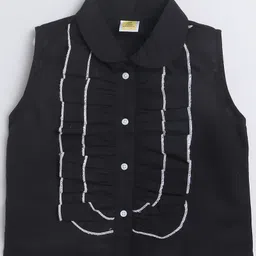Aww Hunnie 100% Cotton Sleeveless Frill Detailed Top - Black-picture-16