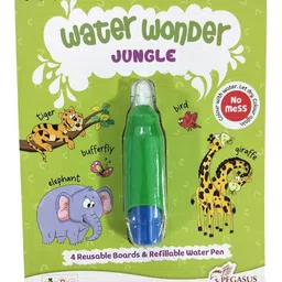 pegasus Reusable Magic Water Coloring Book For Kids, Mess-Free Art with Quick Dry Technology (Jungle Theme | 4 Reusable Coloring & Activity Boards | 1 Refillable Water Pen)-picture-10