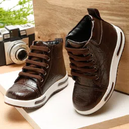 Tiny Bugs Solid Ankle Length Lace Up Boots - Brown-picture-19