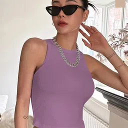 CILIMILI Women Pack of 2 Round Neck Tank Crop Top-image-97